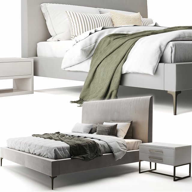 andes deco upholstered bed 3D 模型 .c4d .max .obj .3ds .fbx .stl .blend 