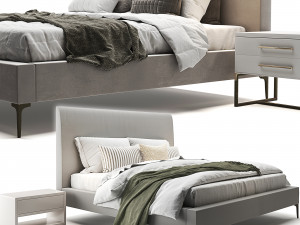 andes deco upholstered bed 3D 模型