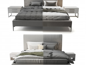 andes deco upholstered bed 3D 模型