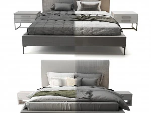 andes deco upholstered bed 3D Model