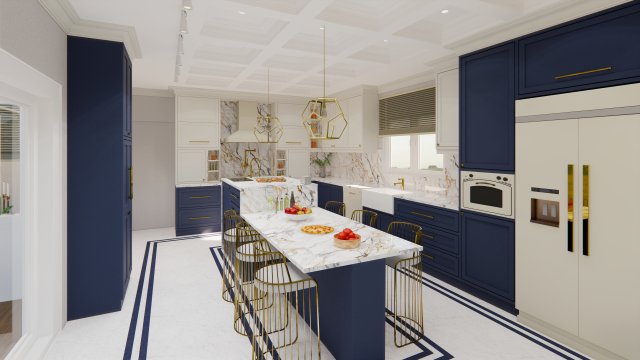 country model navy blue kitchen design - sketchup Modelo 3D .c4d .max .obj .3ds .fbx .stl .blend 