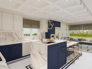 country model navy blue kitchen design - sketchup Modelo 3D