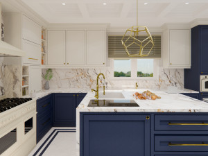 country model navy blue kitchen design - sketchup Modelo 3D