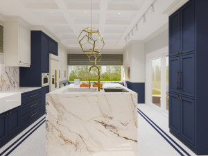 country model navy blue kitchen design - sketchup Modelo 3D