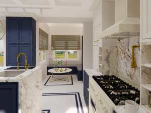country model navy blue kitchen design - sketchup Modelo 3D