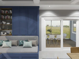 country model blue kitchen design - sketchup 3D Model