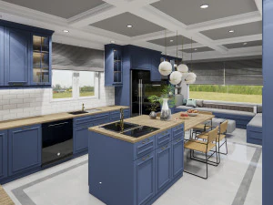 country model blue kitchen design - sketchup 3D Model