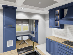 country model blue kitchen design - sketchup 3D 모델