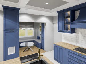 country model blue kitchen design - sketchup 3D Model
