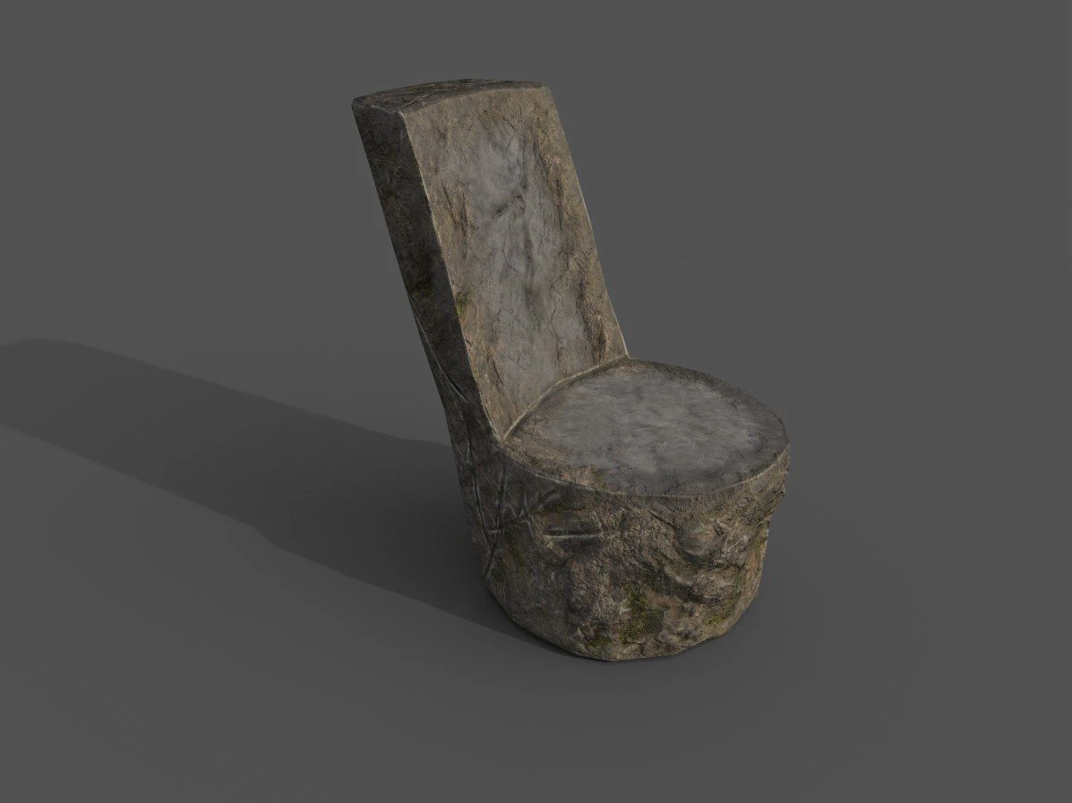 stone chair 3D Model .c4d .max .obj .3ds .fbx .stl .blend 