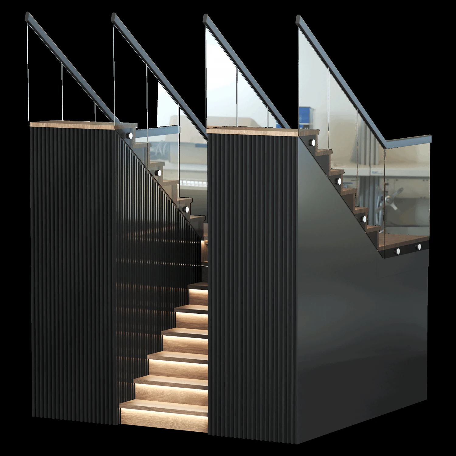 Stair modern 3D Model .c4d .max .obj .3ds .fbx .stl .blend