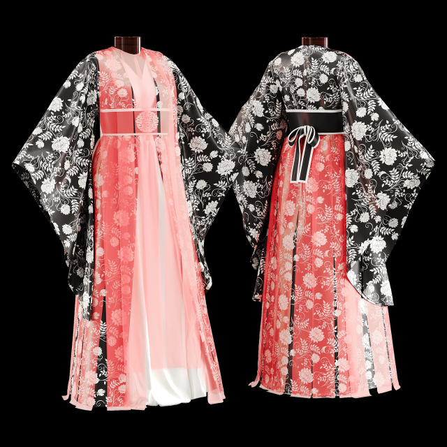 Japanese clothes 3D Model .c4d .max .obj .3ds .fbx .stl .blend