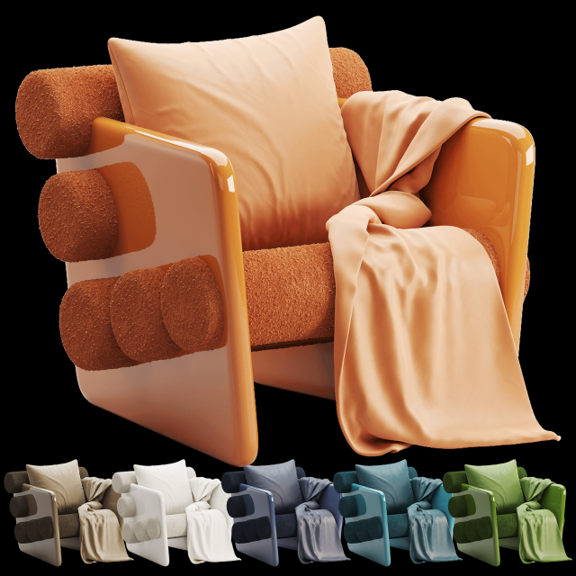 Charles Cormo Persimmon Armchair 3D Model .c4d .max .obj .3ds .fbx .stl .blend