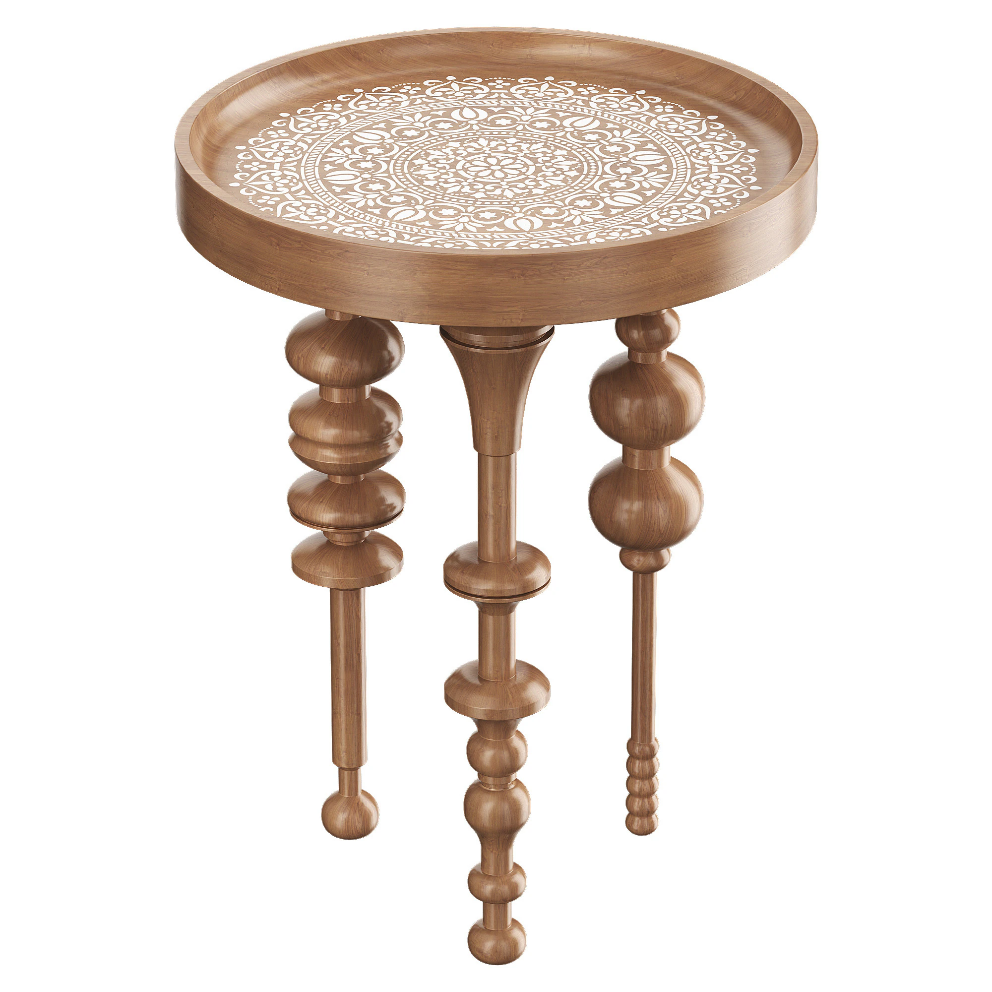 Oak Wood Side Table 3D Model .c4d .max .obj .3ds .fbx .stl .blend