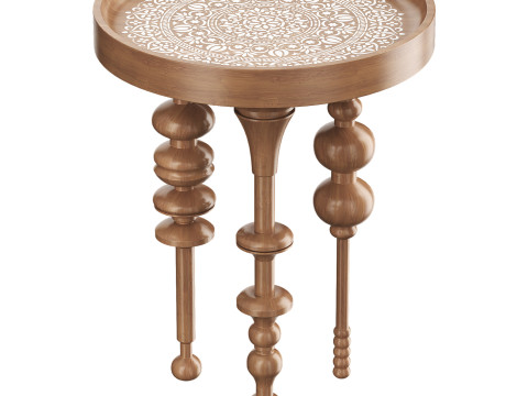 Oak Wood Side Table Modèle 3D