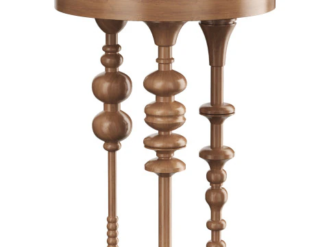 Oak Wood Side Table 3D Model