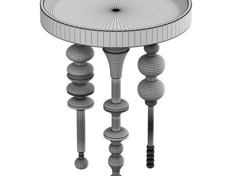 Oak Wood Side Table 3D 모델