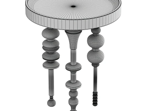 Oak Wood Side Table 3D Model