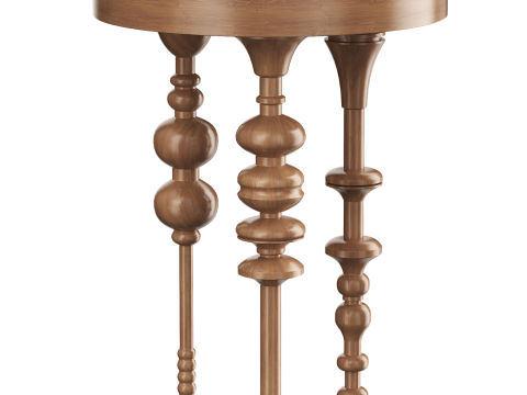 Oak Wood Side Table 3D 모델