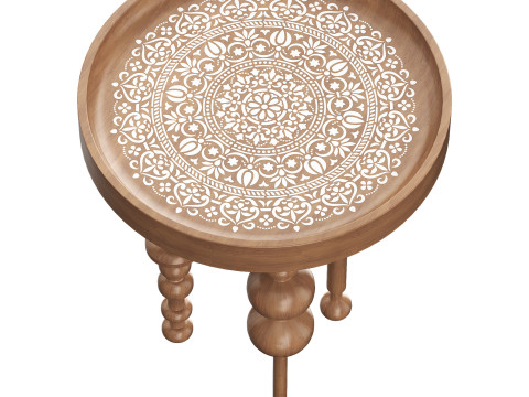 Oak Wood Side Table 3D 모델