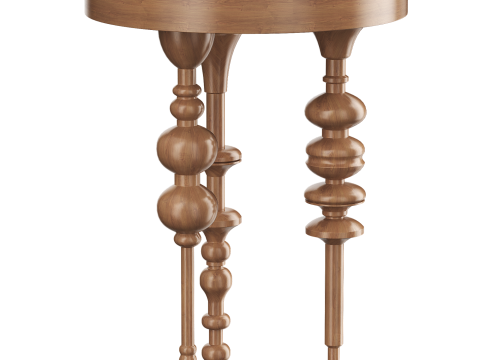 Oak Wood Side Table 3D 모델