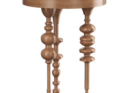 Oak Wood Side Table 3D Model