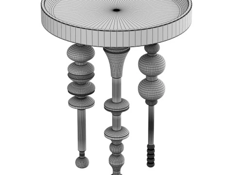 Oak Wood Side Table 3D Model