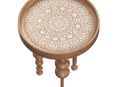 Oak Wood Side Table 3D 모델