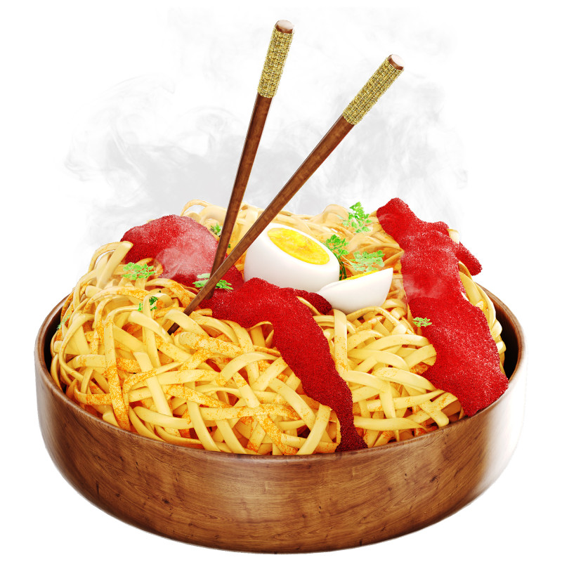 Pasta with eggs 3D Model .c4d .max .obj .3ds .fbx .stl .blend 