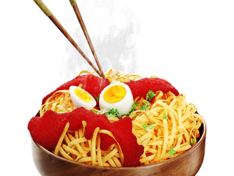 Pasta with eggs 3D Model