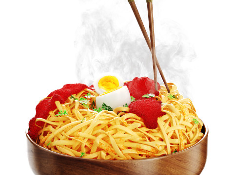 Pasta with eggs 3D Model