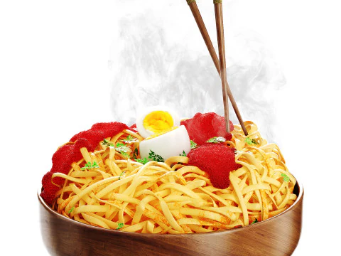 Pasta with eggs 3D Model