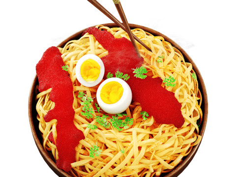 Pasta with eggs 3D Model