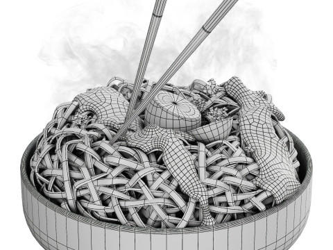 Pasta with eggs 3D Model