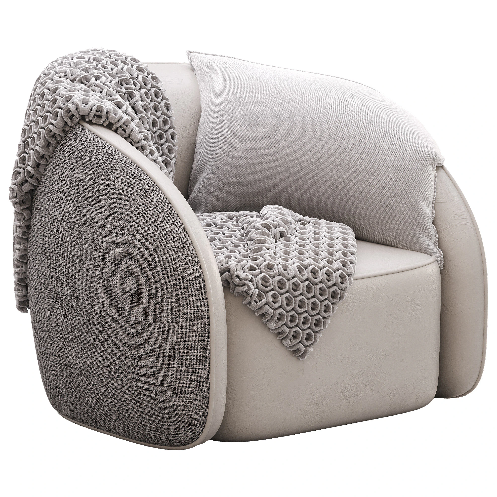 BeigeRed Leather Sofa Chair 3D Model .c4d .max .obj .3ds .fbx .stl .blend