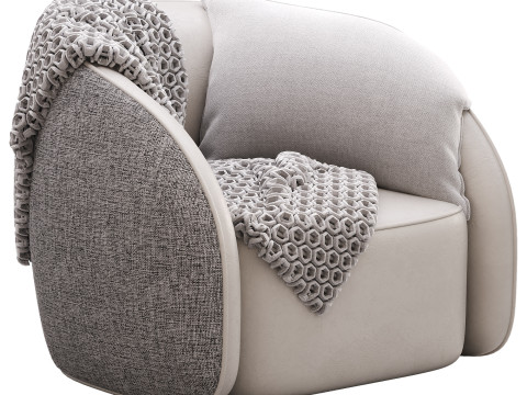 BeigeRed Leather Sofa Chair 3Dモデル