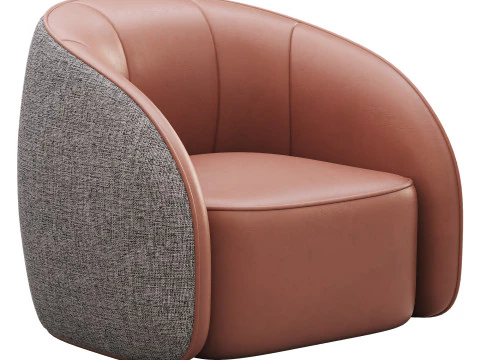 BeigeRed Leather Sofa Chair 3D Model