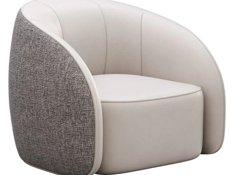 BeigeRed Leather Sofa Chair 3D Model