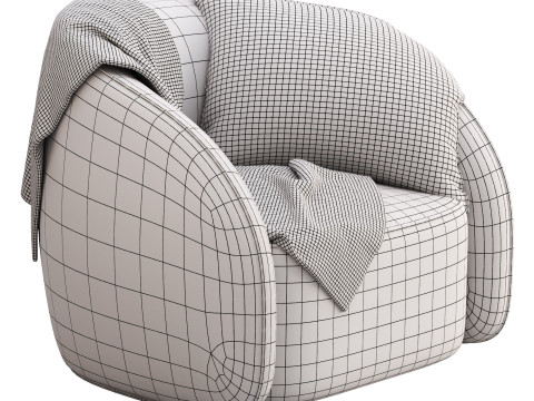 BeigeRed Leather Sofa Chair 3Dモデル