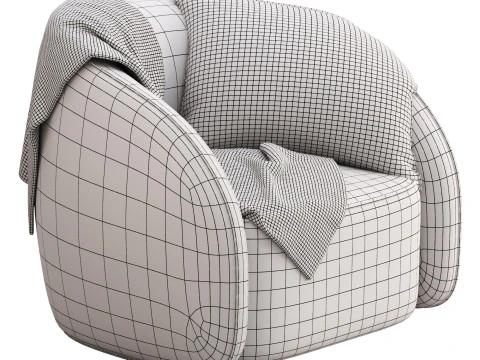 BeigeRed Leather Sofa Chair 3D Model