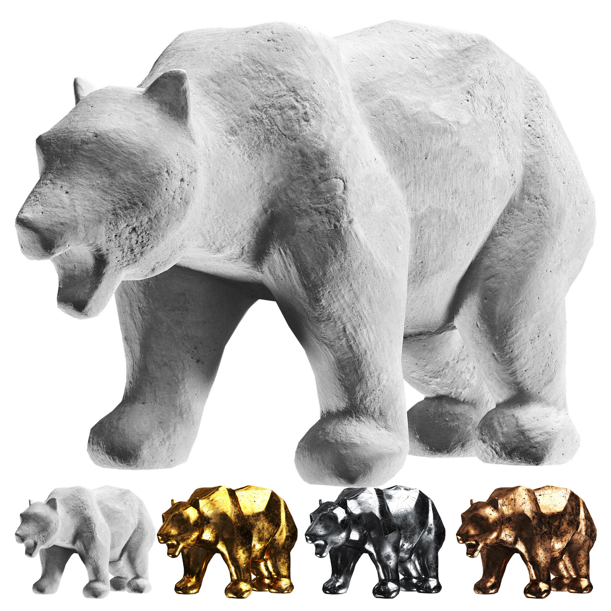 Bear Sculpture 3D Model .c4d .max .obj .3ds .fbx .stl .blend 