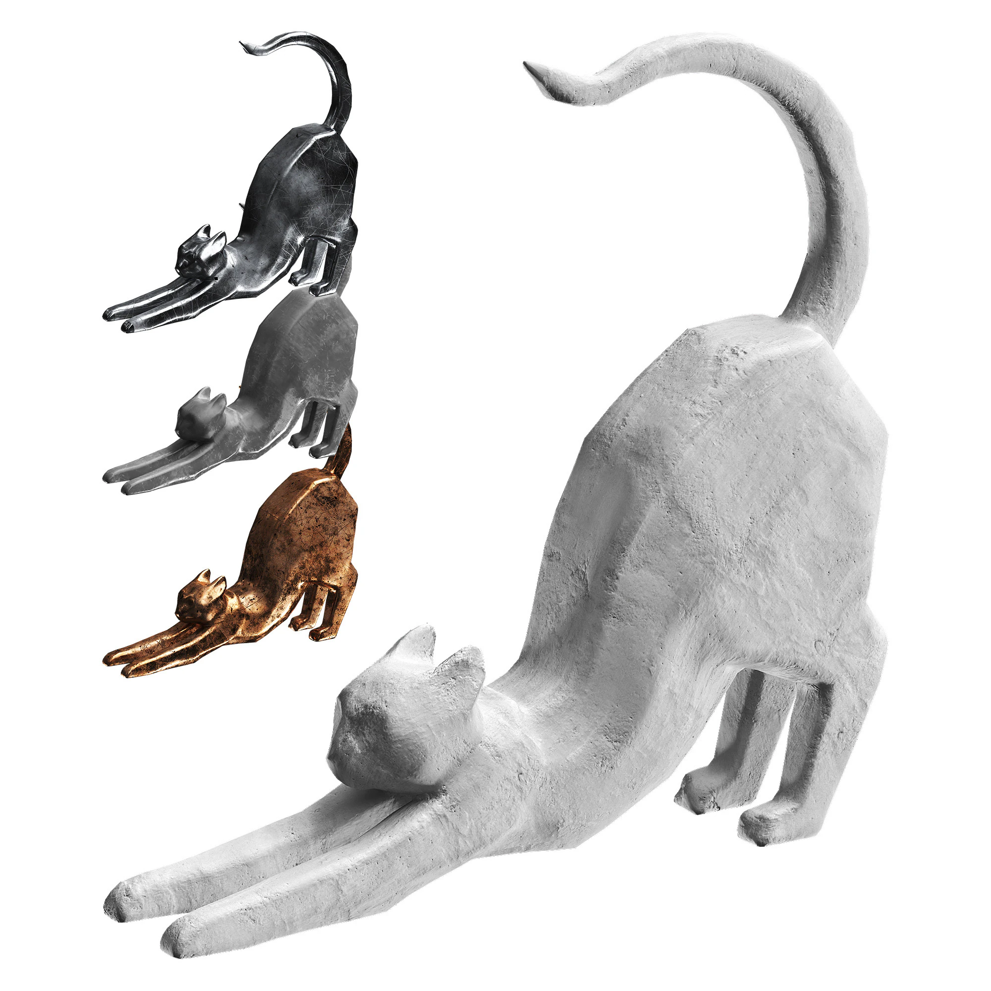 Cat Sculpture 3D Model .c4d .max .obj .3ds .fbx .stl .blend 