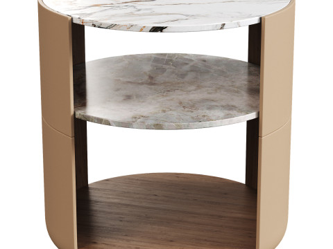 Round Marble Nightstand Modelo 3D