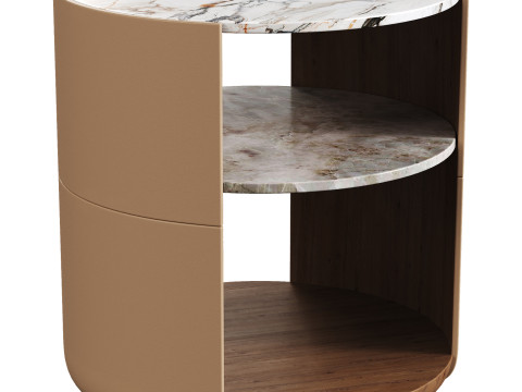 Round Marble Nightstand 3D Model