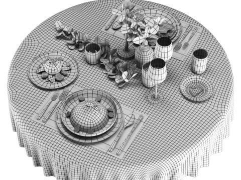 डाइनिंग सेट 3D मॉडल