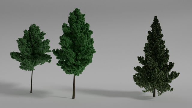 three trees Model 3D .c4d .max .obj .3ds .fbx .stl .blend 