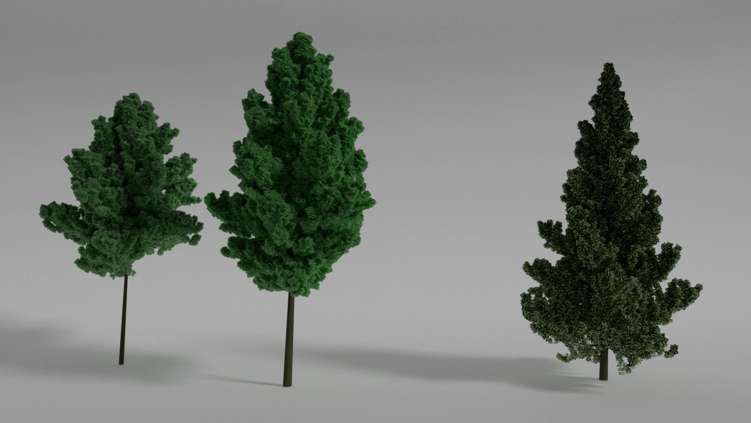 three trees 3D Model .c4d .max .obj .3ds .fbx .stl .blend 