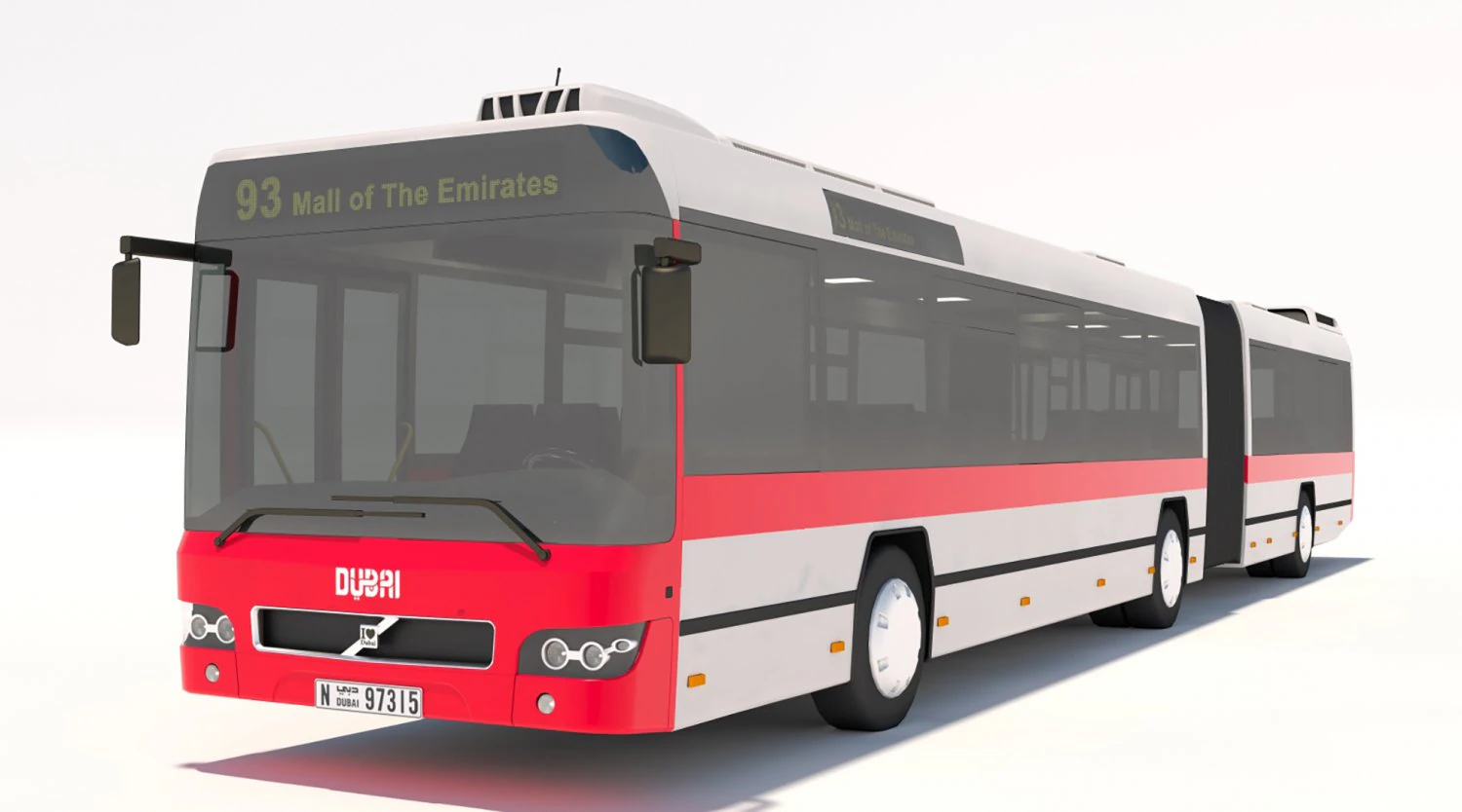 dubai bus articulated 3D Model .c4d .max .obj .3ds .fbx .stl .blend 