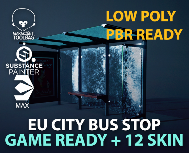 bus stop 3D Model .c4d .max .obj .3ds .fbx .stl .blend 