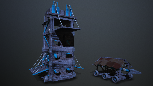 siege tower battering-ram low-poly 3D मॉडल .c4d .max .obj .3ds .fbx .stl .blend 